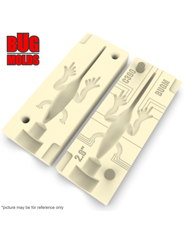 Fishing soft bait mold Lizard 2,8 inch model ID C390 from Bugmolds