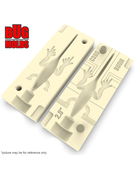 Fishing soft bait mold Lizard 2,8 inch model ID C390 from Bugmolds