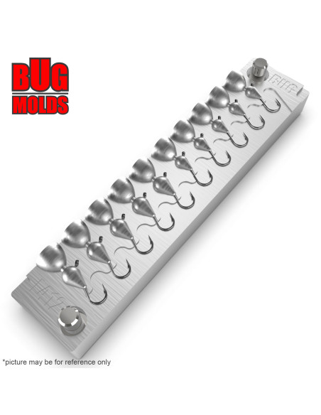 Aluminum CNC Mold Ice Jig Pelkie Ice Jig 0,44-0,88g 10-cav: 0,44-0,44-0,44-0,44-0,44-0,88-0,88-0,88-0,88-0,88g ID IJ412_10ai