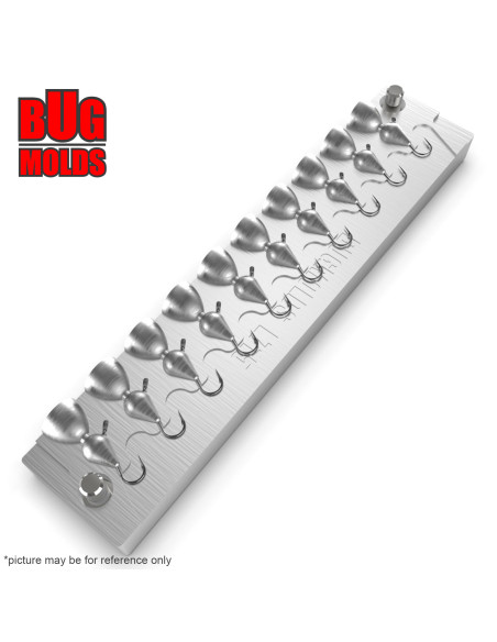 Aluminum CNC Mold Ice Jig Pelkie Ice Jig 1,77g 10-cav: 1,77-1,77-1,77-1,77-1,77-1,77-1,77-1,77-1,77-1,77g ID IJ715_10ai