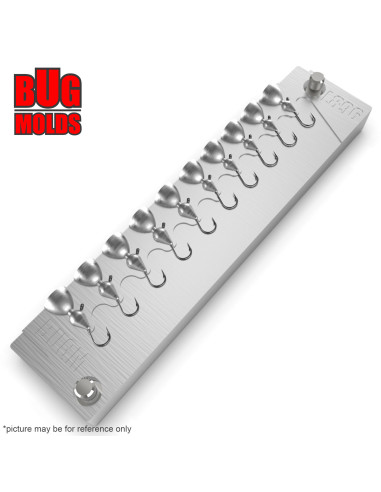 Aluminum CNC Mold Ice Jig Pelkie Ice Jig 0,3-0,6g 10-cav: 0,3-0,3-0,3-0,3-0,3-0,6-0,6-0,6-0,6-0,6g ID IJ896_10ai