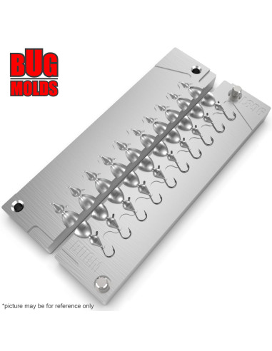 Aluminum CNC Mold Ice Jig Pelkie Ice Jig 0,3-0,6g 10-cav: 0,3-0,3-0,3-0,3-0,3-0,6-0,6-0,6-0,6-0,6g ID IJ896_10ai