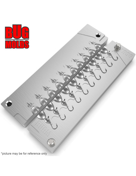 Aluminum CNC Mold Ice Jig Pelkie Ice Jig 0,3-0,6g 10-cav: 0,3-0,3-0,3-0,3-0,3-0,6-0,6-0,6-0,6-0,6g ID IJ896_10ai