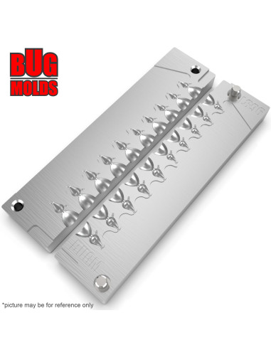 Aluminum CNC Mold Ice Jig Pelkie Ice Jig 0,3-0,6g 10-cav: 0,3-0,3-0,3-0,3-0,3-0,6-0,6-0,6-0,6-0,6g ID IJ896_10ai