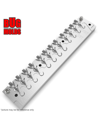 Aluminum CNC Mold Ice Jig Pelkie Ice Jig 1-2g 12-cav: 1-1-1-1-1,5-1,5-1,5-1,5-2-2-2-2g ID IJ931_12ai