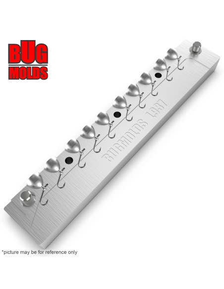 Aluminum CNC Mold Ice Jig Pelkie Ice Ball 0,02-0,05g 10-cav: 0,02-0,02-0,04-0,04-0,05-0,05-0,05-0,05-0,05g ID IJ937_10ai