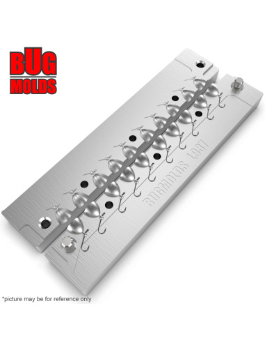 Aluminum CNC Mold Ice Jig Pelkie Ice Ball 0,02-0,05g 10-cav: 0,02-0,02-0,04-0,04-0,05-0,05-0,05-0,05-0,05g ID IJ937_10ai