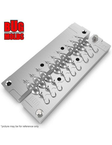 Aluminum CNC Mold Ice Jig Pelkie Ice Jig 0,12-0,44g 9-cav: 0,12-0,12-0,12-0,24-0,24-0,24-0,44-0,44-0,44g ID IJ941_9ai