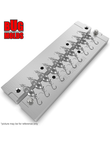 Aluminum CNC Mold Ice Jig Pelkie Ice Ball 0,2-0,23g 10-cav: 0,2-0,2-0,2-0,22-0,22-0,22-0,22-0,23-0,23-0,23g ID IJ964_10ai