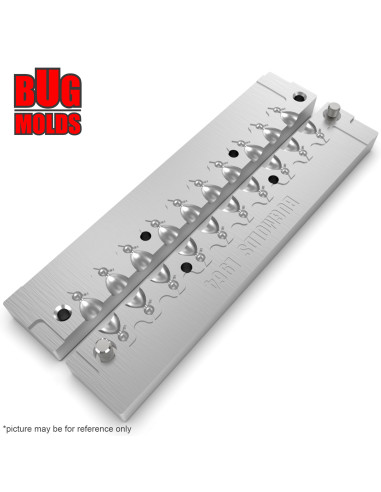 Aluminum CNC Mold Ice Jig Pelkie Ice Ball 0,2-0,23g 10-cav: 0,2-0,2-0,2-0,22-0,22-0,22-0,22-0,23-0,23-0,23g ID IJ964_10ai
