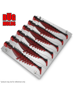 Fishing Soft Bait Multi-cavity Aluminum mold  PrawnPaddle 4 inch 6-cav vol. 3,04 fl oz (89,84 cm^3)  ID V675_6ai from Bugmolds