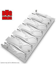 Fishing Soft Bait Multi-cavity Aluminum mold  AlburnusShad 3 inch 6-cav vol. 1,37 fl oz (40,53 cm^3)  ID V885_6ai from Bugmolds 2