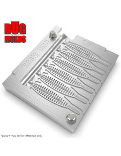 Fishing Soft Bait Multi-cavity Aluminum mold  Tanta 1,6 inch 6-cav vol. 0,24 fl oz (7,24 cm^3)  ID W33_6a1 from Bugmolds 2