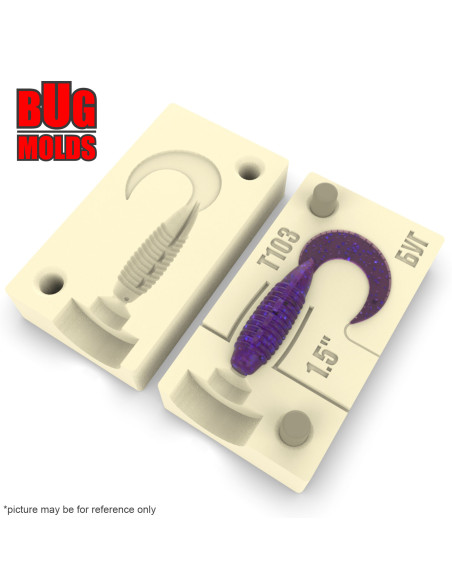 Fishing soft bait mold MicroGrub 1,5 inch model ID T103 from Bugmolds