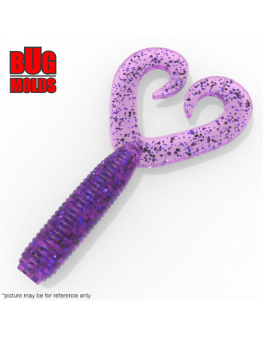 Fishing soft bait mold DoubleTailGrubs 1,5 inch model ID T241 from Bugmolds