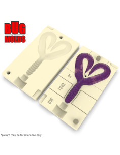 Fishing soft bait mold DoubleTailGrub 2 inch model ID T301 from Bugmolds 2