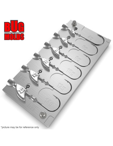 Aluminum CNC Mold Jig Head Boot Shape Model 1 4-14g 6-cav: 4-6-8-10-12-14g ID L75