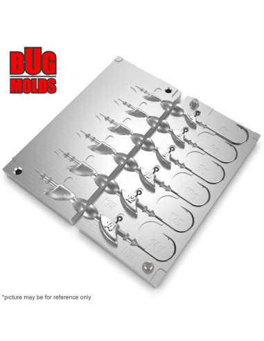 Aluminum CNC Mold Jig Head Boot Shape Model 1 4-14g 6-cav: 4-6-8-10-12-14g ID L75