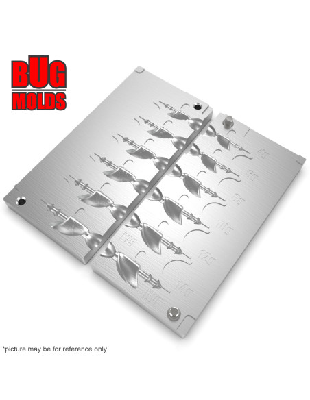 Aluminum CNC Mold Jig Head Boot Shape Model 1 4-14g 6-cav: 4-6-8-10-12-14g ID L75