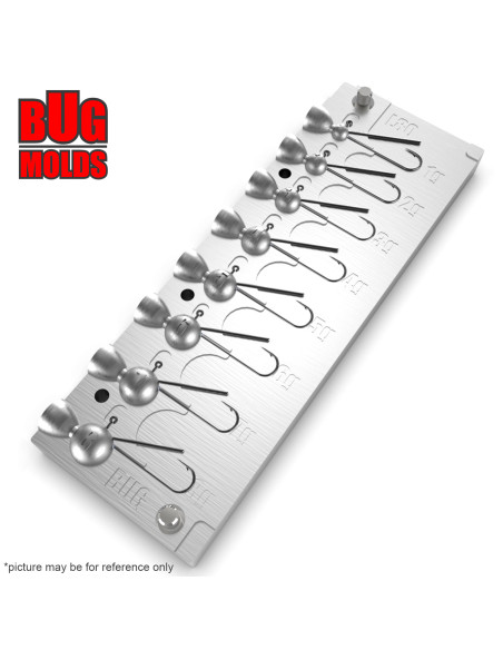 Aluminum CNC Mold Jig Head Round Shape Hook Protection 1-8g 8-cav: 1-2-3-4-5-6-7-8g ID L80