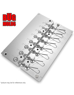 Aluminum CNC Mold Jig Head Round Shape Hook Protection 1-8g 8-cav: 1-2-3-4-5-6-7-8g ID L80 2
