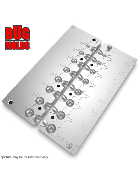 Aluminum CNC Mold Jig Head Round Shape Hook Protection 1-8g 8-cav: 1-2-3-4-5-6-7-8g ID L80