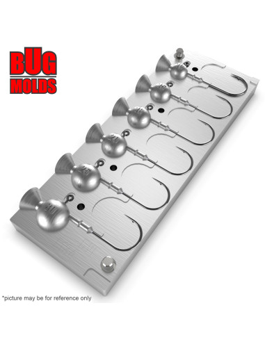 Aluminum CNC Mold Jig Head Round Shape Lead Bait Keeper 10-30g 6-cav: 10-15-18-20-25-30g ID L134