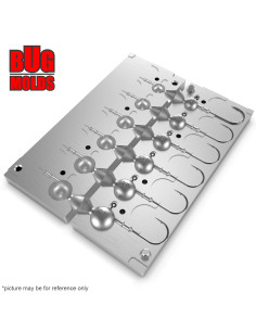 Aluminum CNC Mold Jig Head Round Shape Lead Bait Keeper 10-30g 6-cav: 10-15-18-20-25-30g ID L134 2