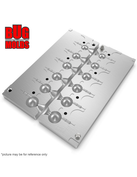 Aluminum CNC Mold Jig Head Round Shape Lead Bait Keeper 10-30g 6-cav: 10-15-18-20-25-30g ID L134