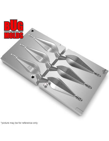 Aluminum CNC Mold Carp Sinker Horizon 90-110g 3-cav: 90-100-110g ID L137