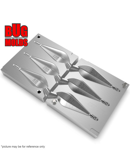 Aluminum CNC Mold Carp Sinker Horizon 90-110g 3-cav: 90-100-110g ID L137