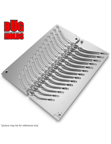 Aluminum CNC Mold Drop Shot Banana Shape 5-30g 14-cav: 5-6-8-10-12-14-16-18-20-22-24-26-28-30g ID L167