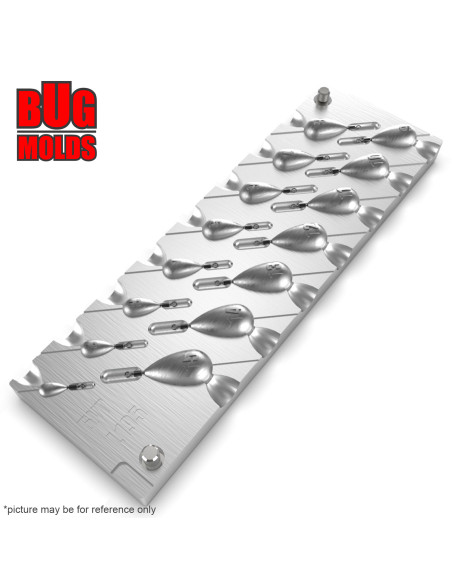 Aluminum CNC Mold Jig Rig Pear Punchball Shape 1-15g 15-cav: 1-2-3-4-5-6-7-8-9-10-11-12-13-14-15g ID L195