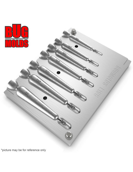 Aluminum CNC Mold Drop Shot Special Shape 10-40g 7-cav: 10-15-20-25-30-35-40g ID L198