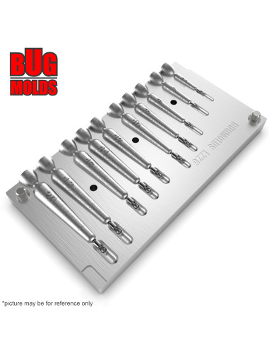 Aluminum CNC Mold Drop Shot Special Shape 2-20g 10-cav: 2-4-6-8-10-12-14-16-18-20g ID L226