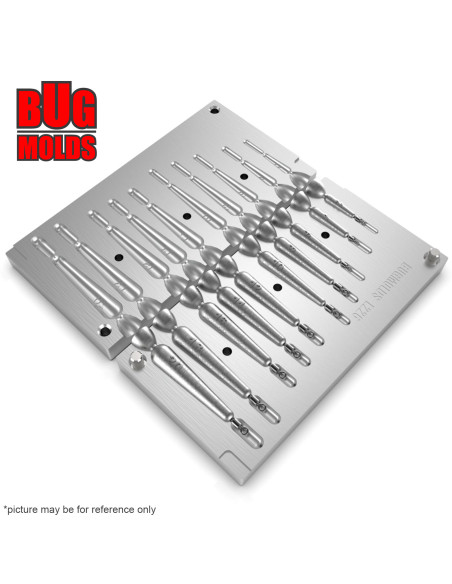 Aluminum CNC Mold Drop Shot Special Shape 2-20g 10-cav: 2-4-6-8-10-12-14-16-18-20g ID L226