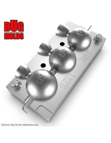 Aluminum CNC Mold Carp Sinker Round Shape 40-60g 3-cav: 40-50-60g ID L228