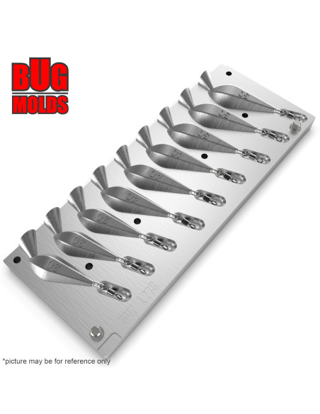 Aluminum CNC Mold Carp Sinker Horizon 30-50g 9-cav: 30-30-30-40-40-40-50-50-50g ID L273