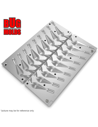 Aluminum CNC Mold Carp Sinker Horizon 30-50g 9-cav: 30-30-30-40-40-40-50-50-50g ID L273