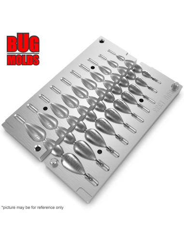 Aluminum CNC Mold Jig Rig Pear Punchball Shape 2-20g 10-cav: 2-4-6-8-10-12-14-16-18-20g ID L333