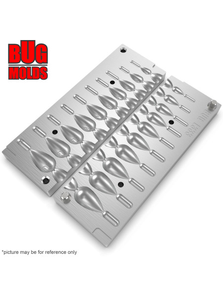 Aluminum CNC Mold Jig Rig Pear Punchball Shape 2-20g 10-cav: 2-4-6-8-10-12-14-16-18-20g ID L333
