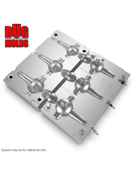 Aluminum CNC Mold Carp Sinker Bulava 60-100g 3-cav: 60-80-100g ID L339