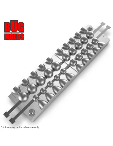 Aluminum CNC Mold Eccentric Joint Sinker Sport Ball 2-8g 20-cav: 2-2-2-2-2-4-4-4-4-4-6-6-6-6-6-8-8-8-8-8 ID L347