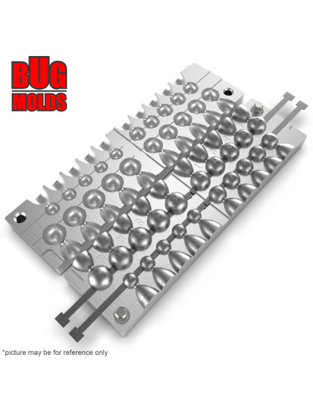 Aluminum CNC Mold Eccentric Joint Sinker Sport Ball 2-8g 20-cav: 2-2-2-2-2-4-4-4-4-4-6-6-6-6-6-8-8-8-8-8 ID L347