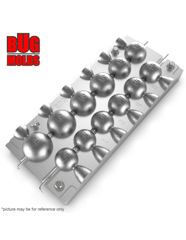 Aluminum CNC Mold InLine Sinker Ball Lead 25-60g 12-cav: 25-25-30-30-35-35-40-40-50-50-60-60g ID L348