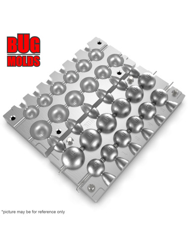 Aluminum CNC Mold InLine Sinker Ball Lead 25-60g 12-cav: 25-25-30-30-35-35-40-40-50-50-60-60g ID L348
