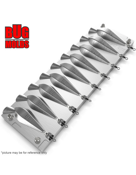 Aluminum CNC Mold Carp Sinker Horizon 60-80g 9-cav: 60-60-60-70-70-70-80-80-80g ID L350