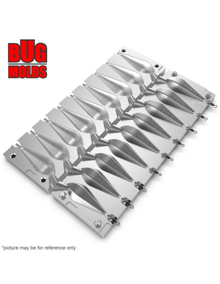 Aluminum CNC Mold Carp Sinker Horizon 60-80g 9-cav: 60-60-60-70-70-70-80-80-80g ID L350