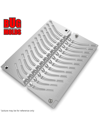 Aluminum CNC Mold Drop Shot Banana Shape 3-13g 12-cav: 3-3-5-5-7-7-9-9-11-11-13-13g ID L351