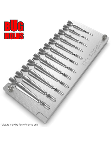 Aluminum CNC Mold Drop Shot Special Shape 3-13g 12-cav: 3-3-5-5-7-7-9-9-11-11-13-13g ID L352